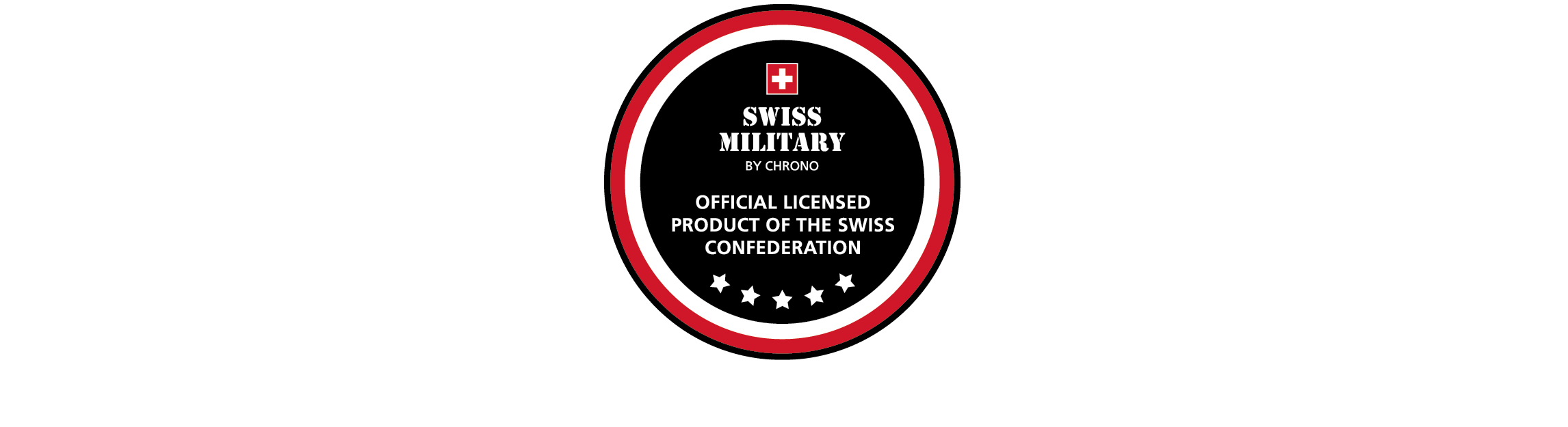 Official Licensed Product of the Swiss Confederation button – certification for Swiss Military Watches.