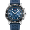 Front view of Swiss Military Solar Chronograph SMS34113.03 with blue dial and rubber strap.