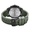 Caseback of Swiss Military Solar Watch SMS34113.06 with engraved details and green rubber strap.