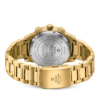 Back view Swiss Military Minimalist Chronograph Watch – engraved Swiss Military logo and official Swiss Confederation license on gold steel case.