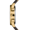 Side view Swiss Military Minimalist Chronograph Watch – gold case with white dial and brown leather strap.
