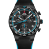 Montre chronographe Swiss Military à cadence rapide caoutchouc bleu noir vue de face