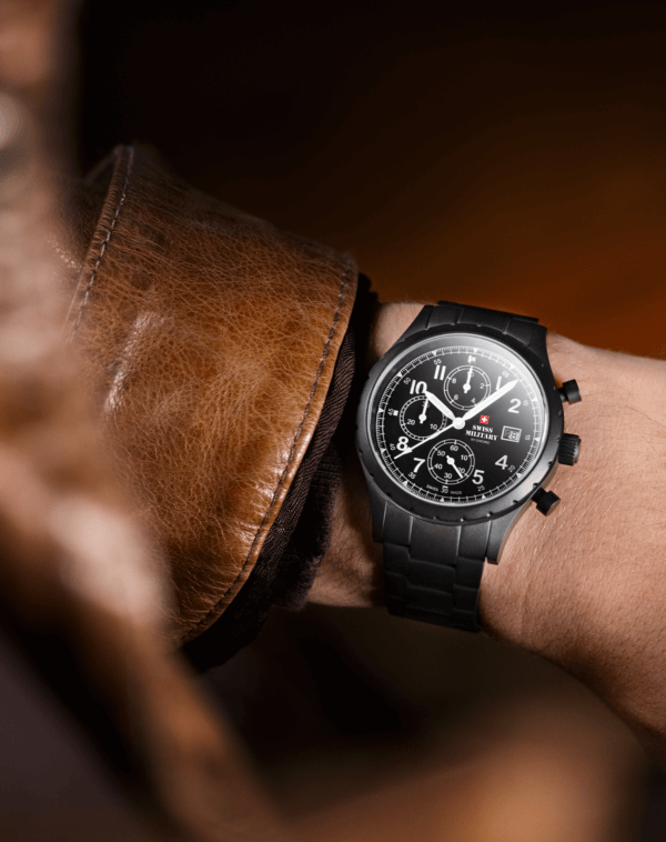 Swiss Military Field Chronograph Watch SM34117.05 on wrist