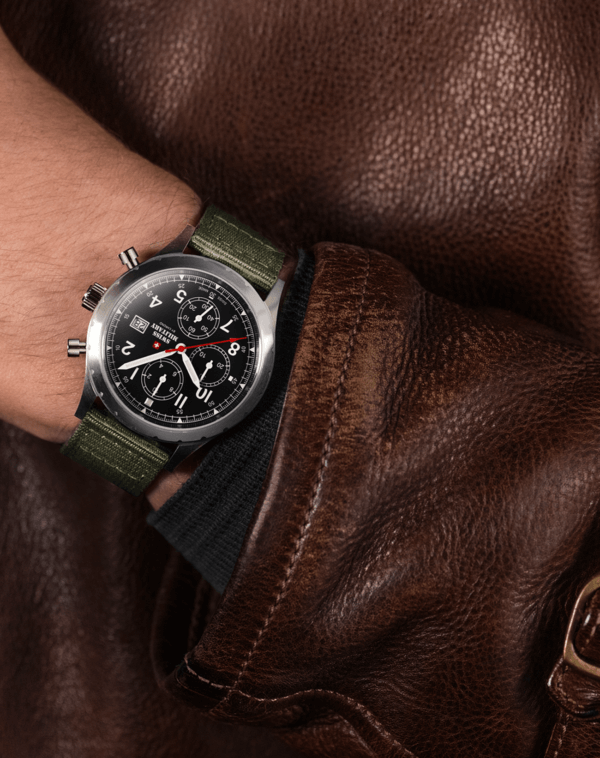 Swiss Military Field Chronograph Watch SM34117.06 on wrist