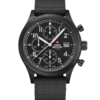 Montre chronographe de campagne militaire suisse toile PVD noir vue de face