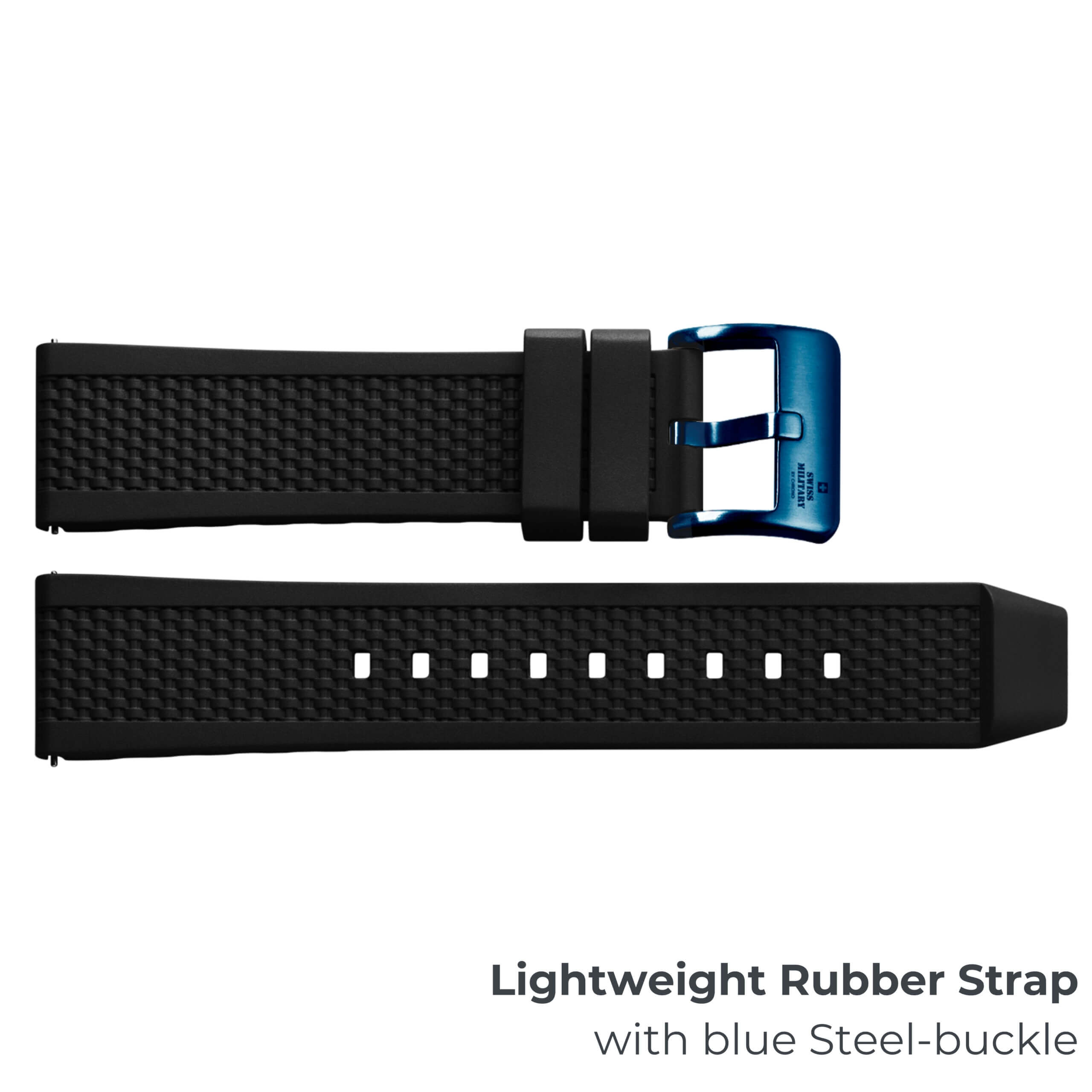 Black rubber strap of the Swiss Military DIVER 500 Limited Edition for sport and diving
