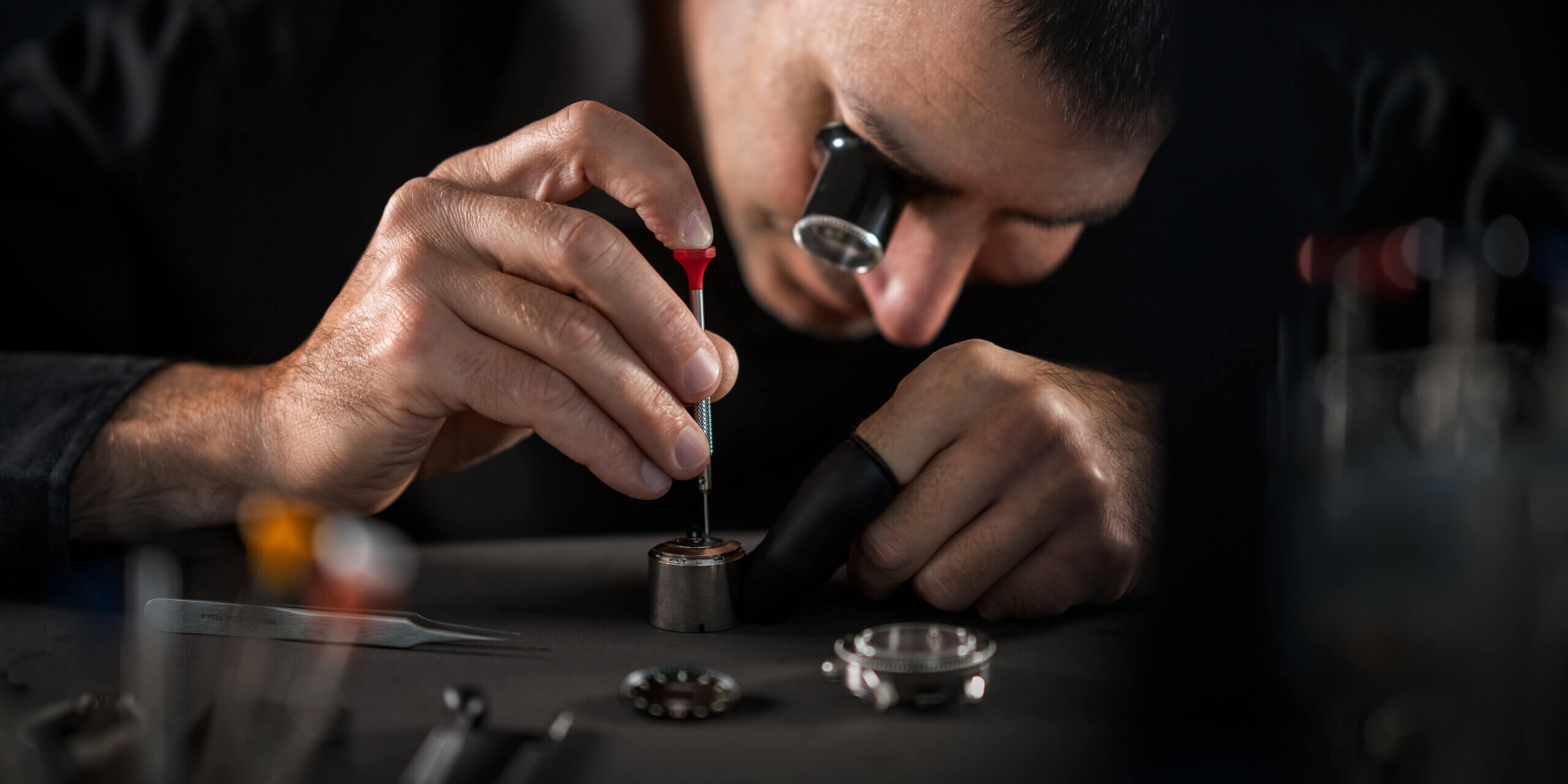 Hand assembly of the Swiss Military DIVER 500 Limited Edition in a Swiss watchmaking atelier